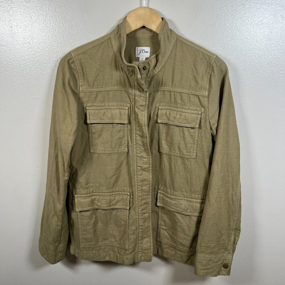J. Crew Garment-Dyed Military Jacket Size Small Utility Field Travel Green